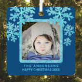 Sneeuwvlok Blauw Opal 2 Foto Dubbelzijdig Schattig Metalen Ornament