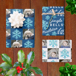Sneeuwvlok Blauw Opal Kerstmis 2 Foto Typografie Inpakpapier Vel