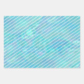 Sneeuwvlok Blauw Opal Pinstripes 3 Foto Kerstmis Inpakpapier Vel (Voorkant 2)