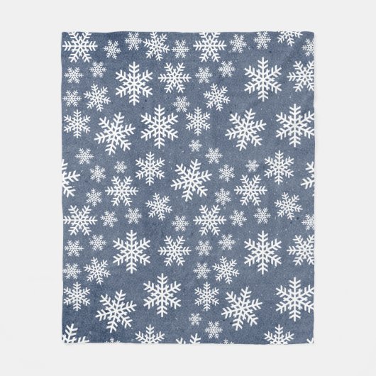 Sneeuwvlok Blauw Vakantie Winter Sneeuw Patroon Fleece Deken (Voorkant)