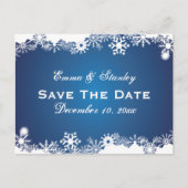 Sneeuwvlok blauw wit winter bruiloft Save the Date Aankondigingskaart (Voorkant)