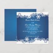 Sneeuwvlok blauw wit winter bruiloft uitnodiging (Voorkant / Achterkant)