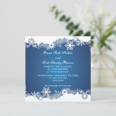 Sneeuwvlok blauw wit winter bruiloft uitnodiging (Staand voorkant)