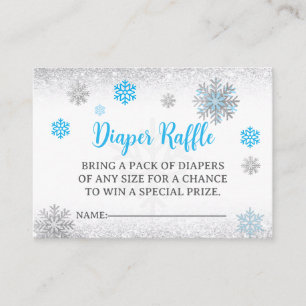 Sneeuwvlok Blauw & Zilver Baby Shower Luier Raffle Informatiekaartje