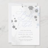 Sneeuwvlok Blauw & Zilveren Glitter Winter Baby sh Kaart (Voorkant)