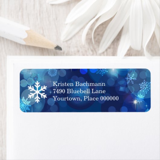 Sneeuwvlok Blauwe Bokeh Winter Etiket (Insitu)