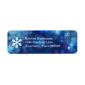 Sneeuwvlok Blauwe Bokeh Winter Etiket (Voorkant)