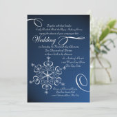Sneeuwvlok Blauwe Elegantie Winter Bruiloft Kaart (Staand voorkant)