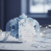 Sneeuwvlok Blauwe Strik Baby Shower Cadeaulabel