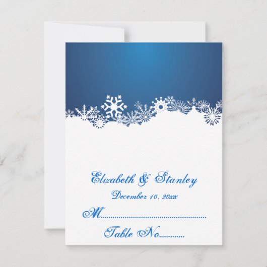 Sneeuwvlok blauwe winter bruiloft plaatskaart (Voorkant)