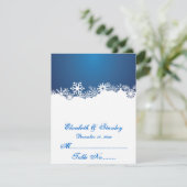 Sneeuwvlok blauwe winter bruiloft plaatskaart (Staand voorkant)
