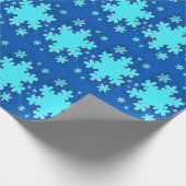 Sneeuwvlok blauwgroen-blauw inpakpapier (Hoek)