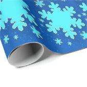 Sneeuwvlok blauwgroen-blauw inpakpapier (Rol Hoek)