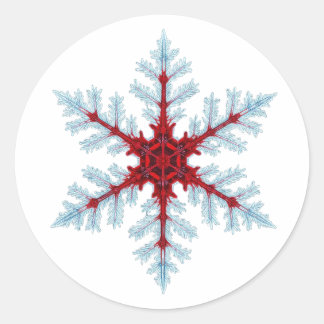 Sneeuwvlok - Bloedrood Ronde Sticker