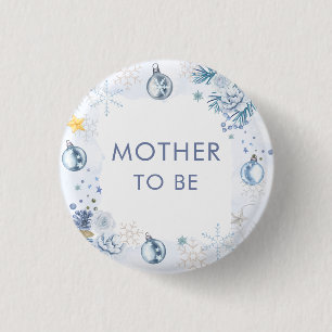 Sneeuwvlok Bloem Winter Moeder Wordt Baby Borrel Ronde Button 3,2 Cm
