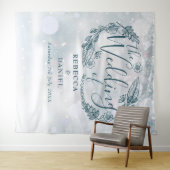 Sneeuwvlok bloemige winter bruiloft achtergrond wandkleed (In Situ (horizontaal))