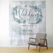 Sneeuwvlok bloemige winter bruiloft achtergrond wandkleed (In situ)