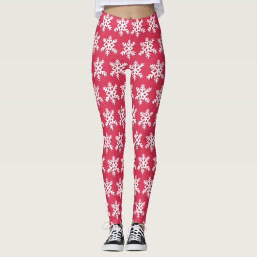 Sneeuwvlok Broekje Rood Leggings (Voorkant)