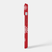 Sneeuwvlok Bruid wit op rood iPhone 15 Case (Linkerkant)