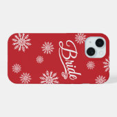 Sneeuwvlok Bruid wit op rood iPhone 15 Case (Achterkant horizontaal)