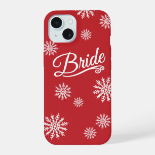 Sneeuwvlok Bruid wit op rood iPhone 15 Case