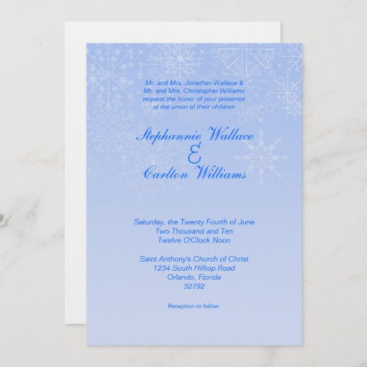 Sneeuwvlok bruiloft uitnodiging (Voorkant / Achterkant)