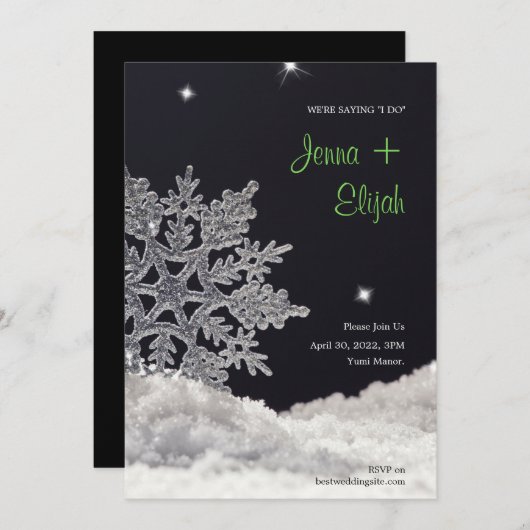 Sneeuwvlok bruiloft uitnodiging (Voorkant / Achterkant)
