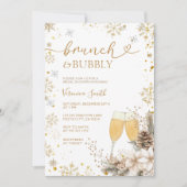 Sneeuwvlok Brunch & Mousserende Champagne Bruidsca Kaart (Voorkant)
