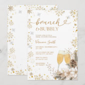Sneeuwvlok Brunch & Mousserende Champagne Bruidsca Kaart (Voorkant / Achterkant)