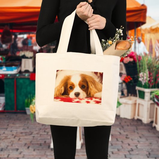 Sneeuwvlok Cavalier King Charles Spaniel Grote Tote Bag