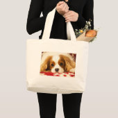 Sneeuwvlok Cavalier King Charles Spaniel Grote Tote Bag (Voorkant (product))