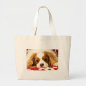 Sneeuwvlok Cavalier King Charles Spaniel Grote Tote Bag (Voorkant)