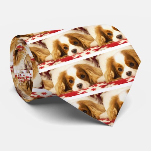 Sneeuwvlok Cavalier King Charles Spaniel Stropdas (Opgerold)