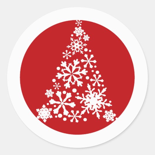 Sneeuwvlok Christimas Tree Ronde Sticker (Voorkant)