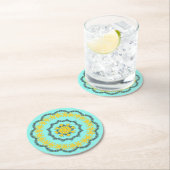 Sneeuwvlok Cirkel Vakantie Lacey Goud op Groen Ronde Kartonnen Onderzetter (Insitu)