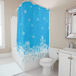 Sneeuwvlok Collectie Blauw Winter Douchegordijn