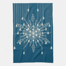 Sneeuwvlok diamant elegant winter blauw grijs theedoek