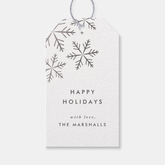 Sneeuwvlok Elegant Nep Folie Kerst Cadeaulabel (Voorkant)
