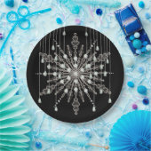 Sneeuwvlok elegante juweel uitziende winter zwart papieren bordje (Feest)