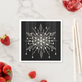 Sneeuwvlok elegante juweel uitziende winter zwart  servet