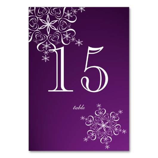 Sneeuwvlok Elegantie Paarse Tafelnummer (Voorkant)