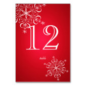 Sneeuwvlok Elegantie Rood 2 Tafelnummer (Voorkant)