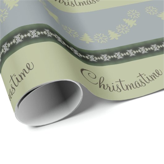 Sneeuwvlok en boom patroon vakantie cadeaupapier (Rol Hoek)