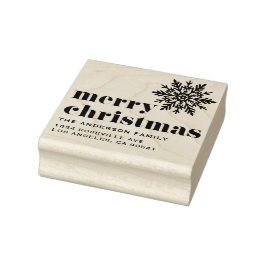 Sneeuwvlok en gedurfde typografie Vrolijk kerstfee Rubberstempel