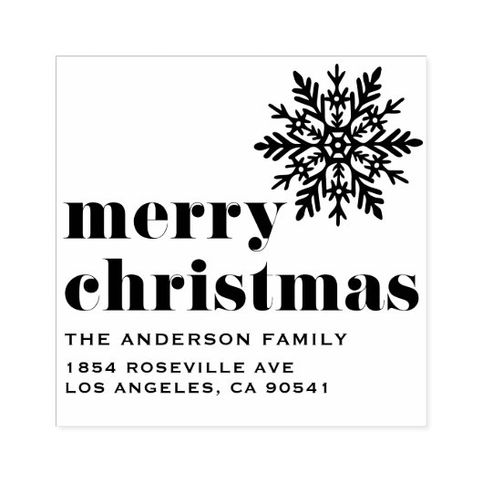 Sneeuwvlok en gedurfde typografie Vrolijk kerstfee Rubberstempel (Afrduk)