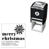 Sneeuwvlok en gedurfde typografie Vrolijk kerstfee Zelfinktende Stempel (In situ)