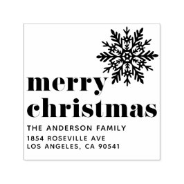 Sneeuwvlok en gedurfde typografie Vrolijk kerstfee Zelfinktende Stempel