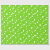 Sneeuwvlok en Kerstman met Sleigh Flourescent Gree Cadeaupapier (Vlak)