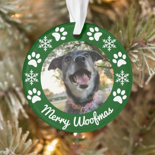 Sneeuwvlok en Poot Print Hond Foto Kerstmis Ornament (Boom)