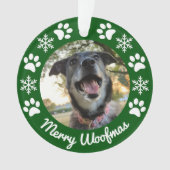 Sneeuwvlok en Poot Print Hond Foto Kerstmis Ornament (voorkant)